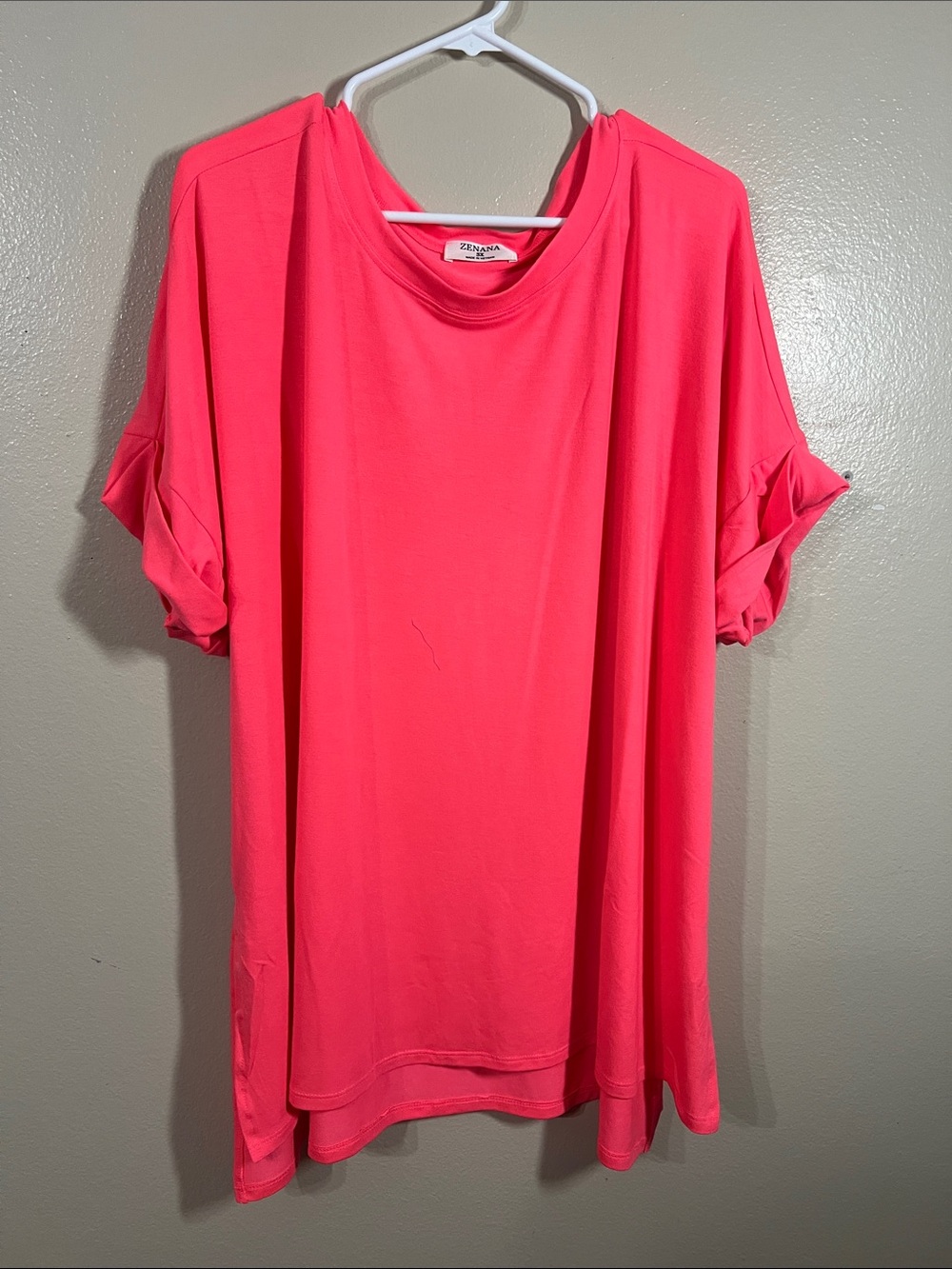 Zenana Outfitters Bright Neon Pink Short Sleeve Tunic Tee